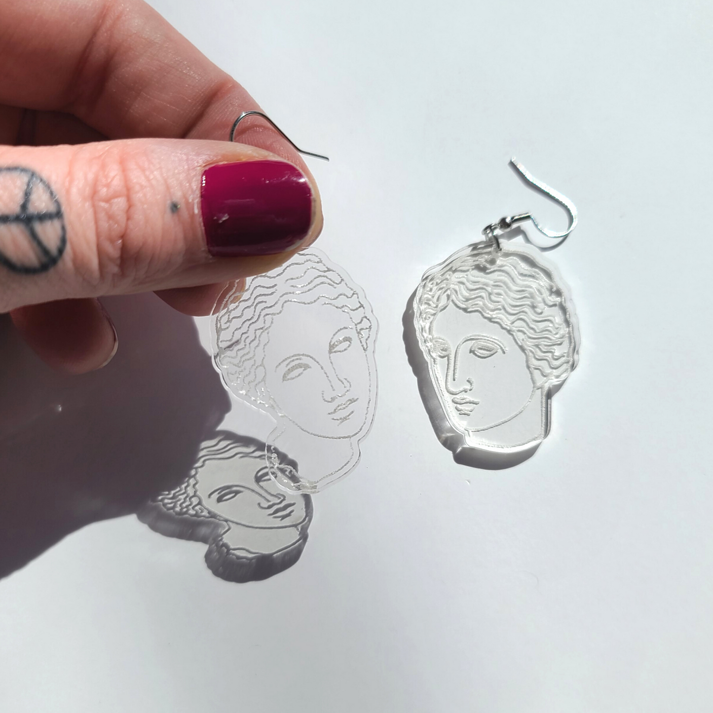 Clear Greek Statue Heads - Earrings - Laser Cut