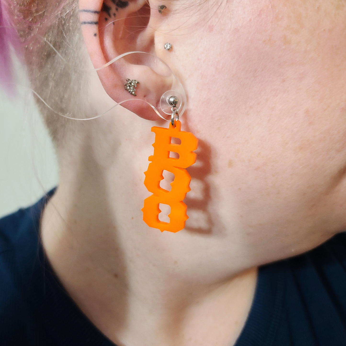 Orange and Black BOO - Earrings - Laser Cut