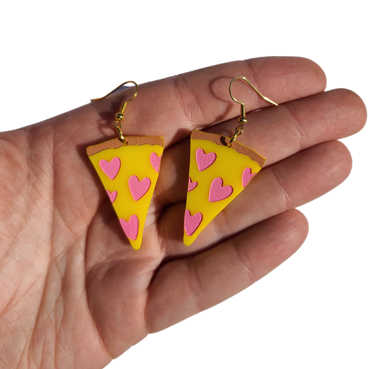 Pizza Slices with Heart Pepperoni - Laser Cut Earrings