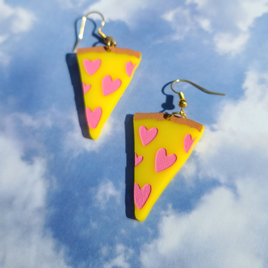 Pizza Slices with Heart Pepperoni - Laser Cut Earrings