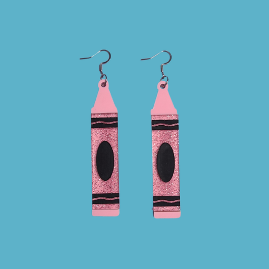 Crayon Teacher - Laser Cut Acrylic Statement Earrings