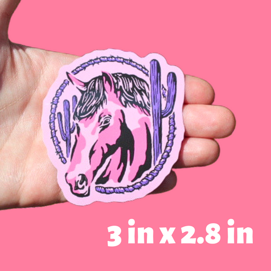 Pink Western Horse Sticker