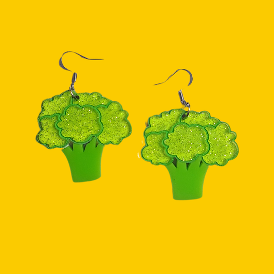 Broccoli - Laser Cut Acrylic Statement Earrings