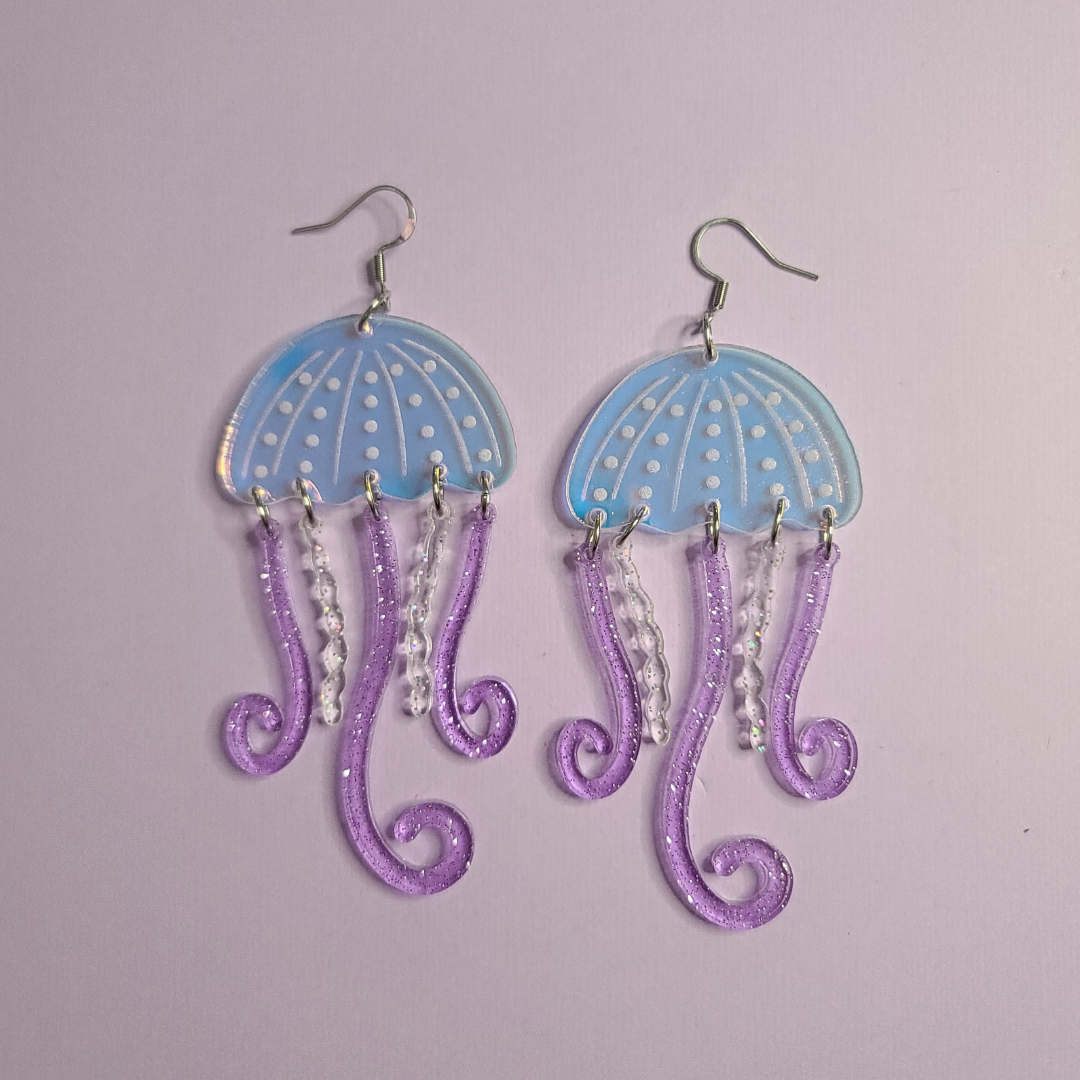 Jellyfish - Laser Cut Acrylic Statement Earrings