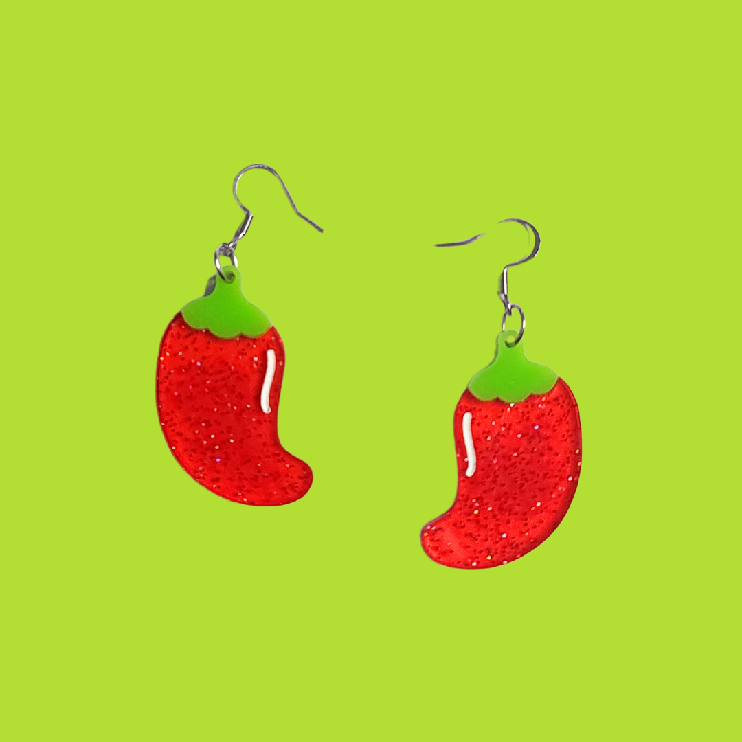 Spicy Peppers - Laser Cut Acrylic Statement Earrings