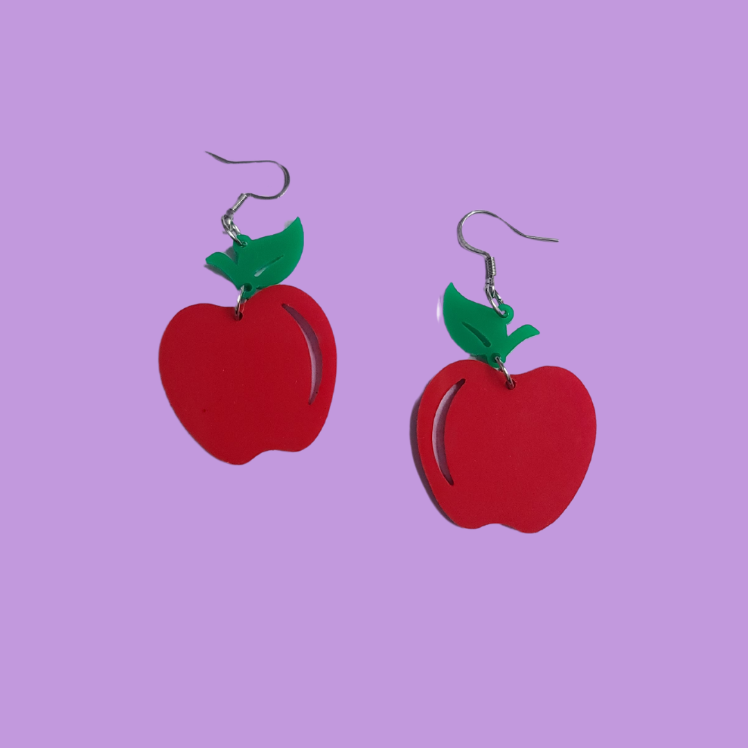 Apple Teacher - Laser Cut Acrylic Statement Earrings