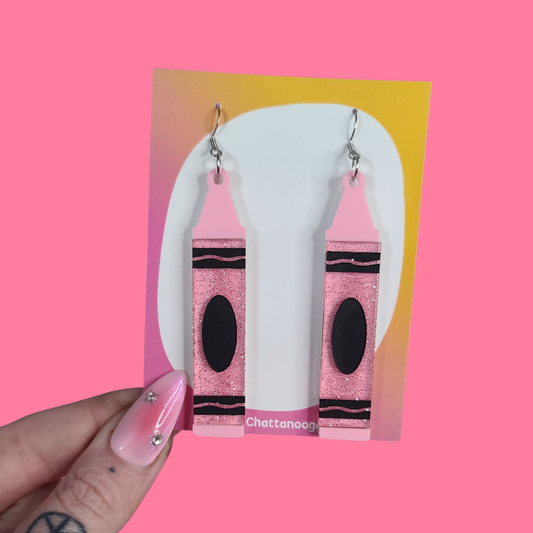 Crayon Teacher - Laser Cut Acrylic Statement Earrings