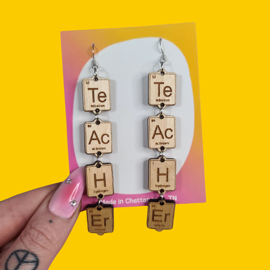 Elements Teacher - Laser Cut Acrylic Statement Earrings