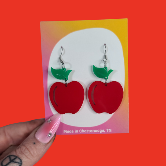 Apple Teacher - Laser Cut Acrylic Statement Earrings