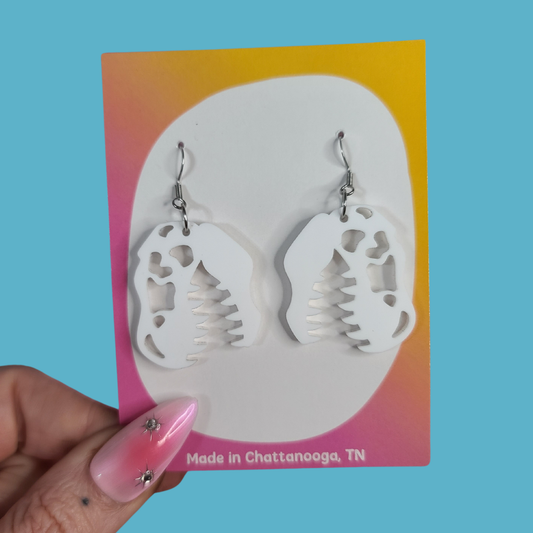 Dino Skull T-rex Teacher Statement - Laser Cut Acrylic Earrings