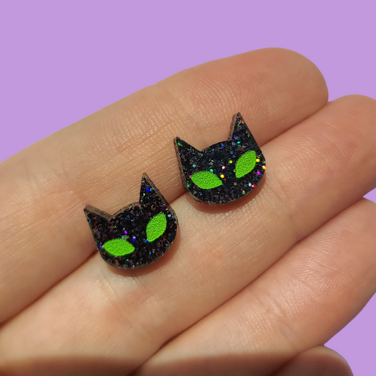 Spooky Cat Studs Halloween - Earrings - Laser Cut