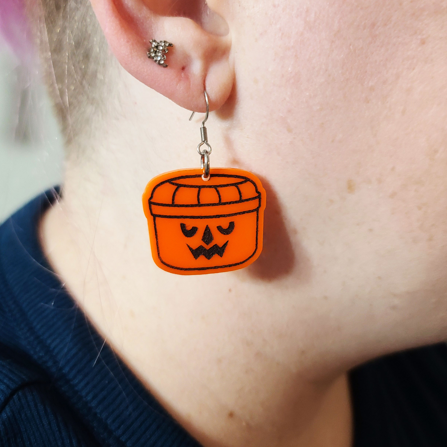 Halloween Pumpkin Bucket - Earrings - Laser Cut