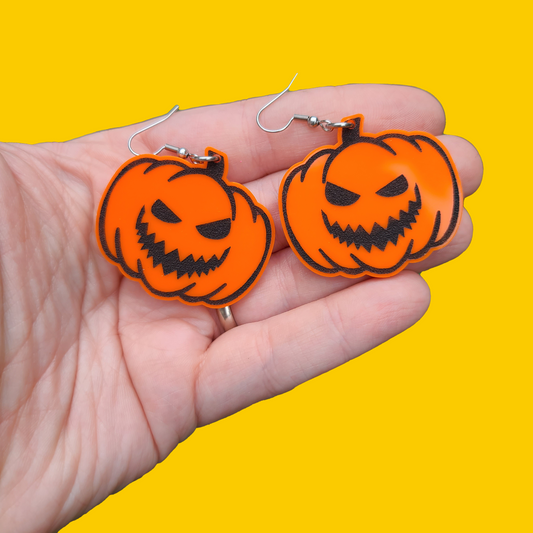 Scary Jack-o-Latern - Earrings - Laser Cut