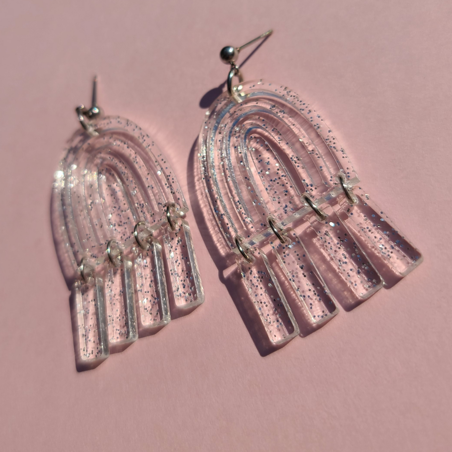Clear Jelly Rainbows with Dangles - Laser Cut Earrings