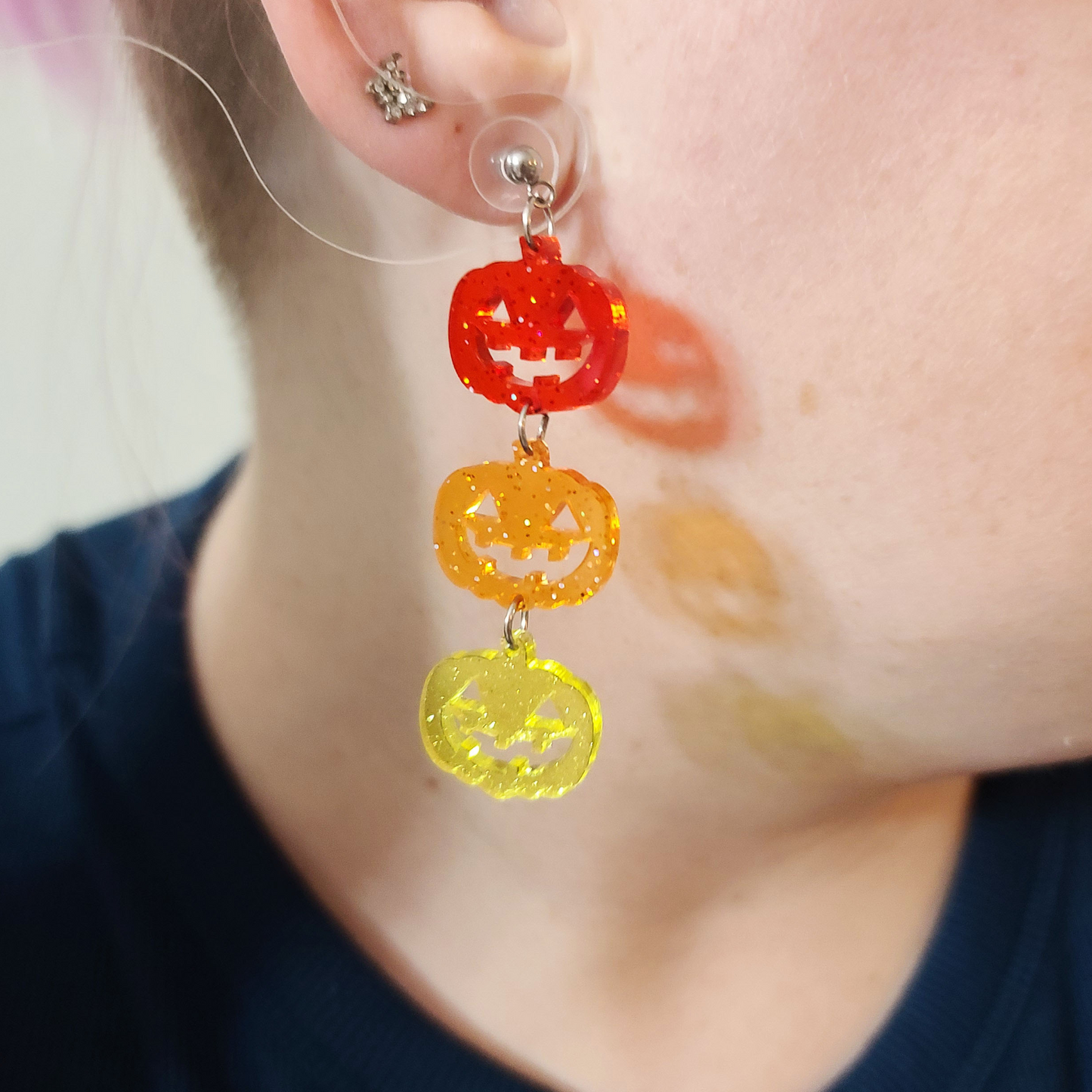 Glitter Jelly Rainbow Pumpkins - Earrings - Laser Cut