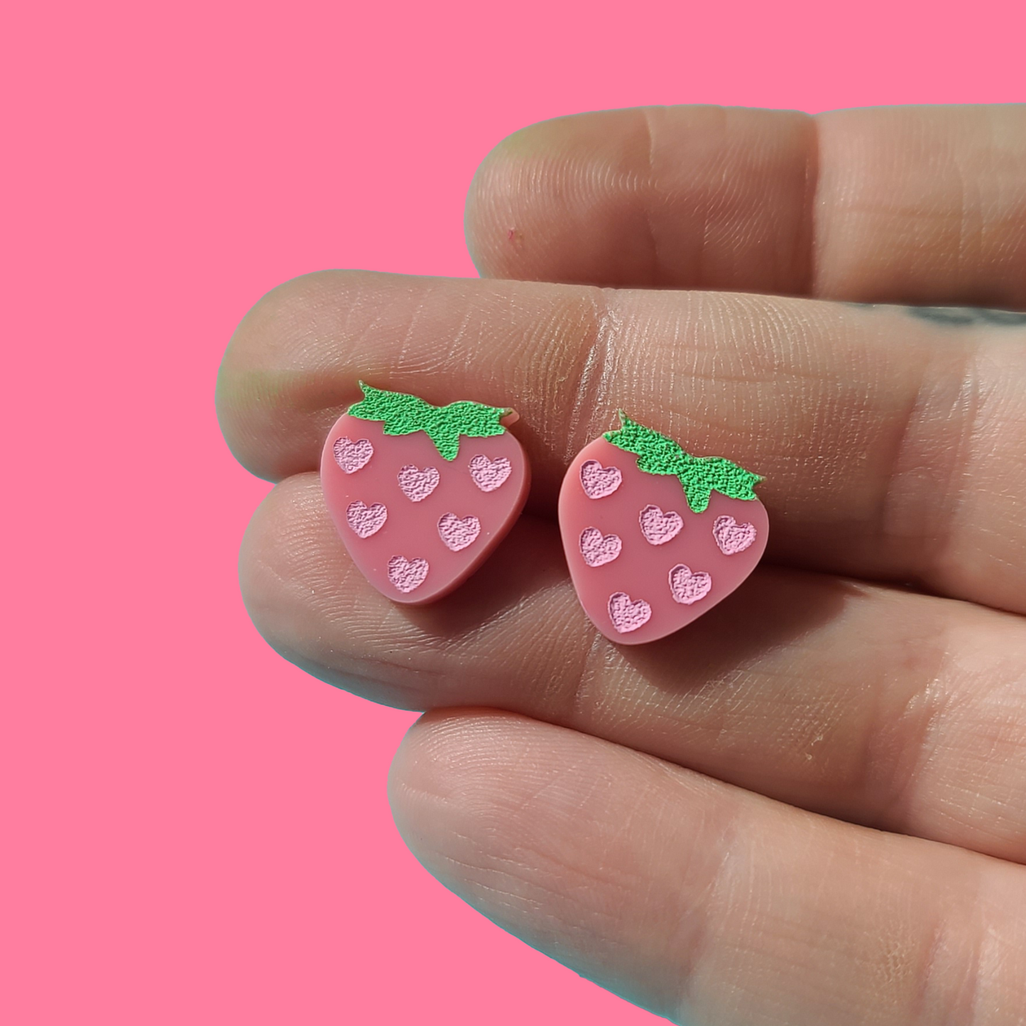 Tiny Strawberry Studs - Earrings - Laser Cut