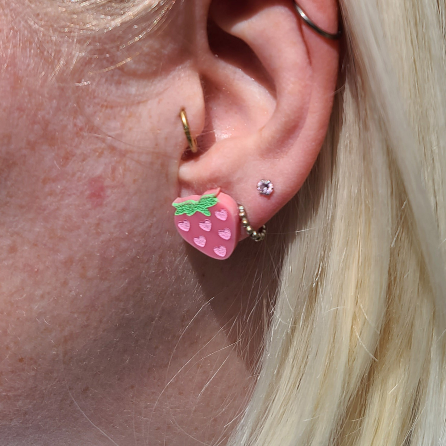 Tiny Strawberry Studs - Earrings - Laser Cut