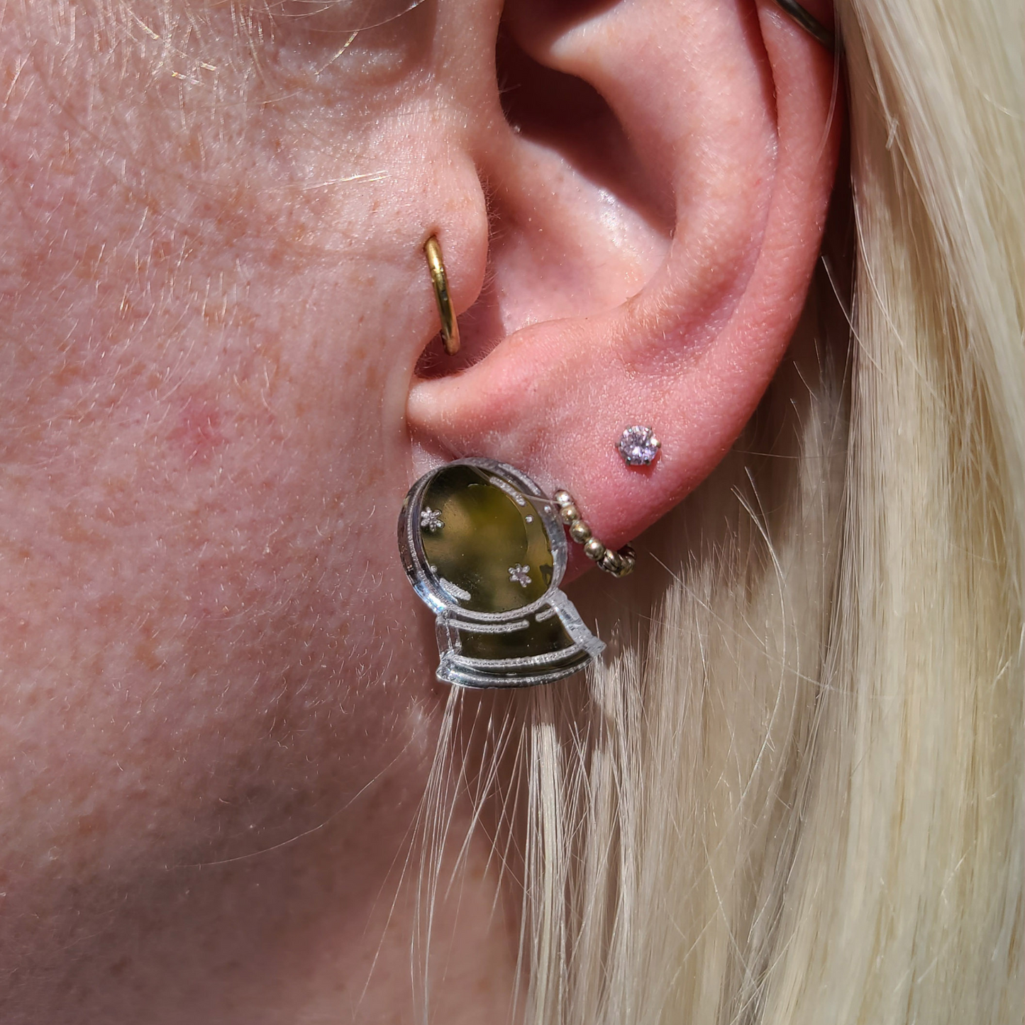 Crystal Ball Mirror Studs - Earrings - Laser Cut