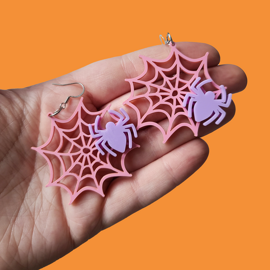 Pastel Spiderwebs - Earrings - Laser Cut