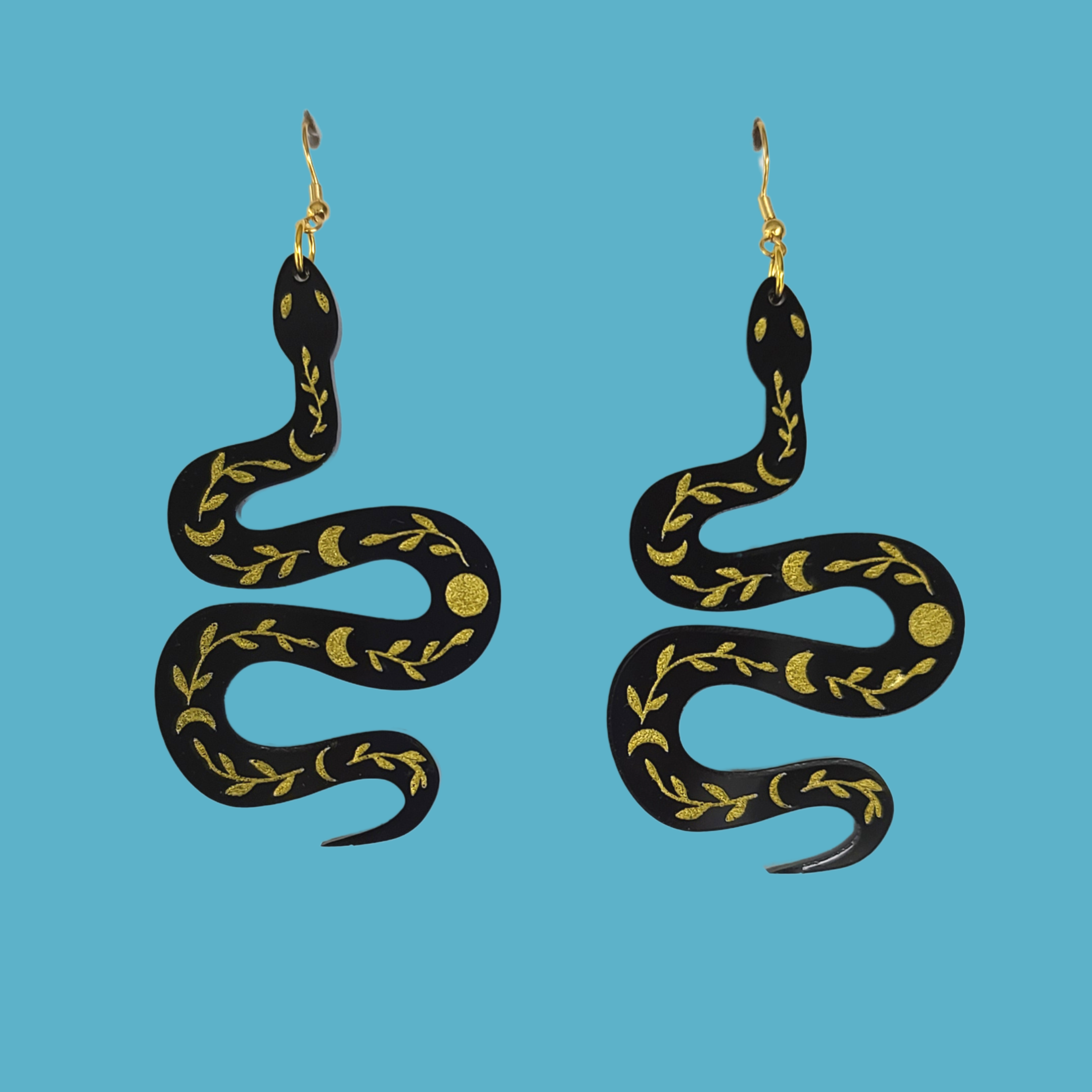 Celestial Snakes on Clear Acrylic - Earrings - Laser Cut – MiniKitty