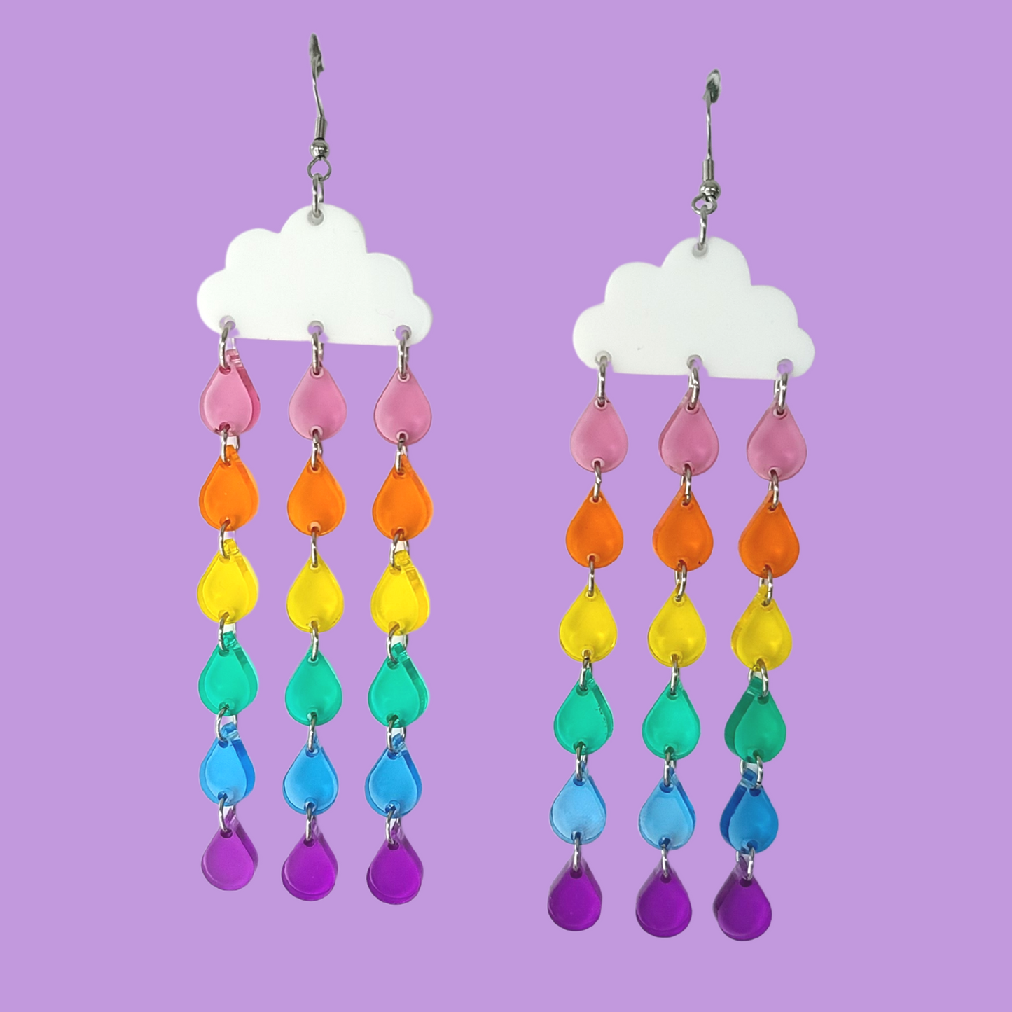 Raining Rainbow Clouds - Earrings - Laser Cut