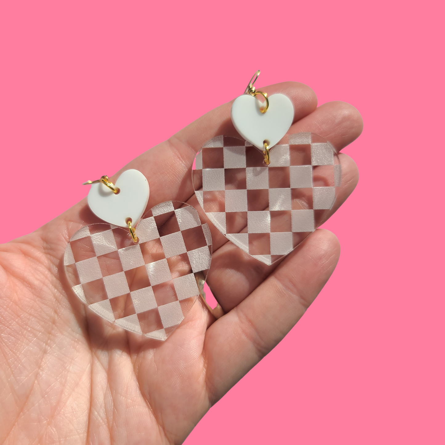 Checkered Hearts - Earrings - Laser Cut