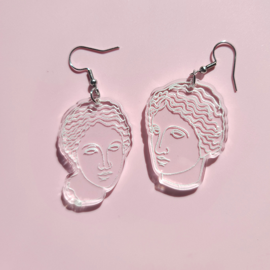 Clear Greek Statue Heads - Earrings - Laser Cut