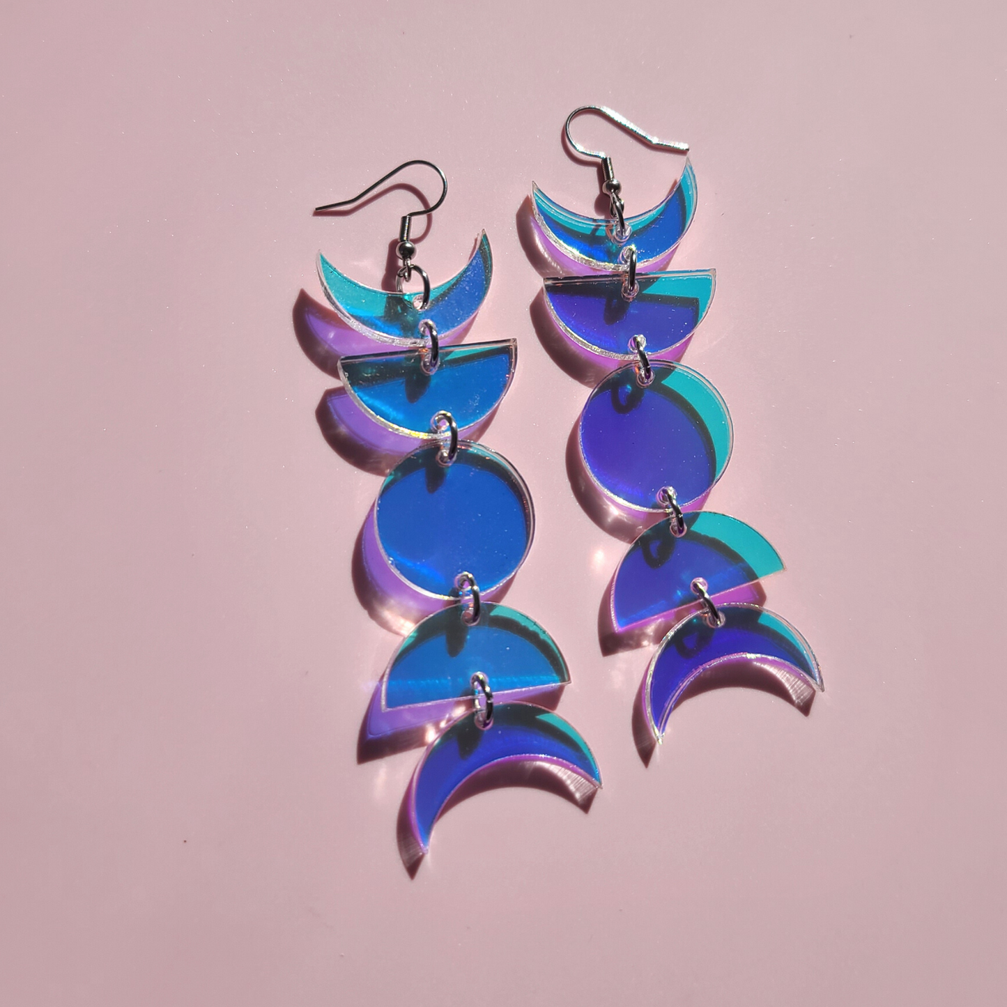 Iridescent Moon Phases - Earrings - Laser Cut
