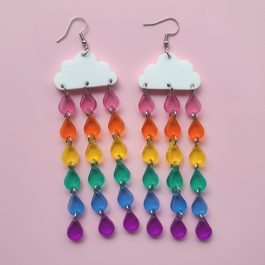 Raining Rainbow Clouds - Earrings - Laser Cut