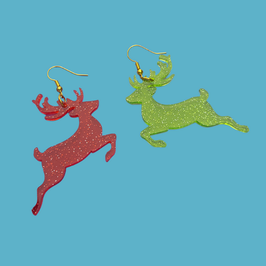 Jelly Glitter Reindeer - Red and Green - Christmas