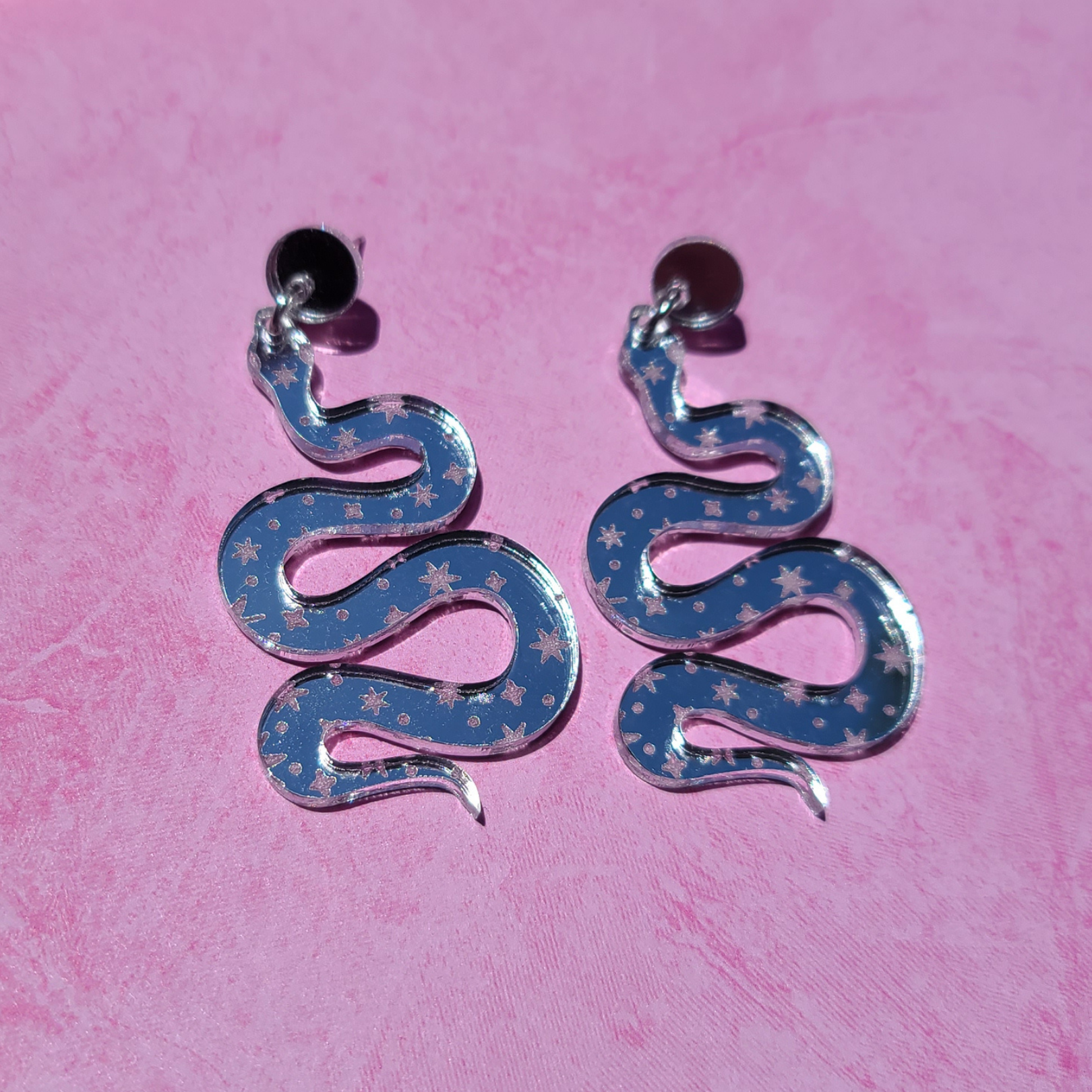 Celestial Snakes on Clear Acrylic - Earrings - Laser Cut – MiniKitty