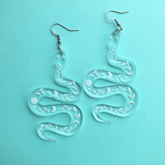 Celestial Snakes on Clear Acrylic - Earrings - Laser Cut