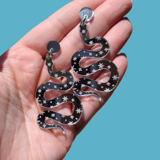 Mirrored Celestial Snakes - Laser Cut Earrings