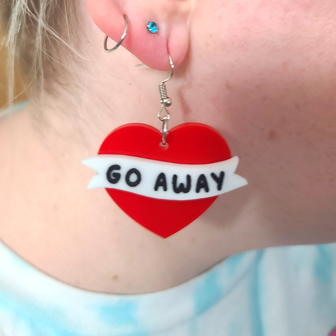Go Away Hearts - Valentine's Day Earrings