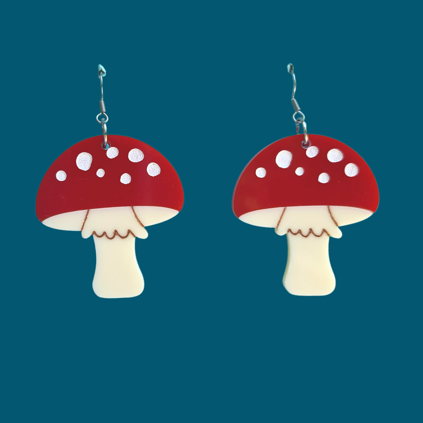 Red Capped Mushrooms - Laser Cut Earrings