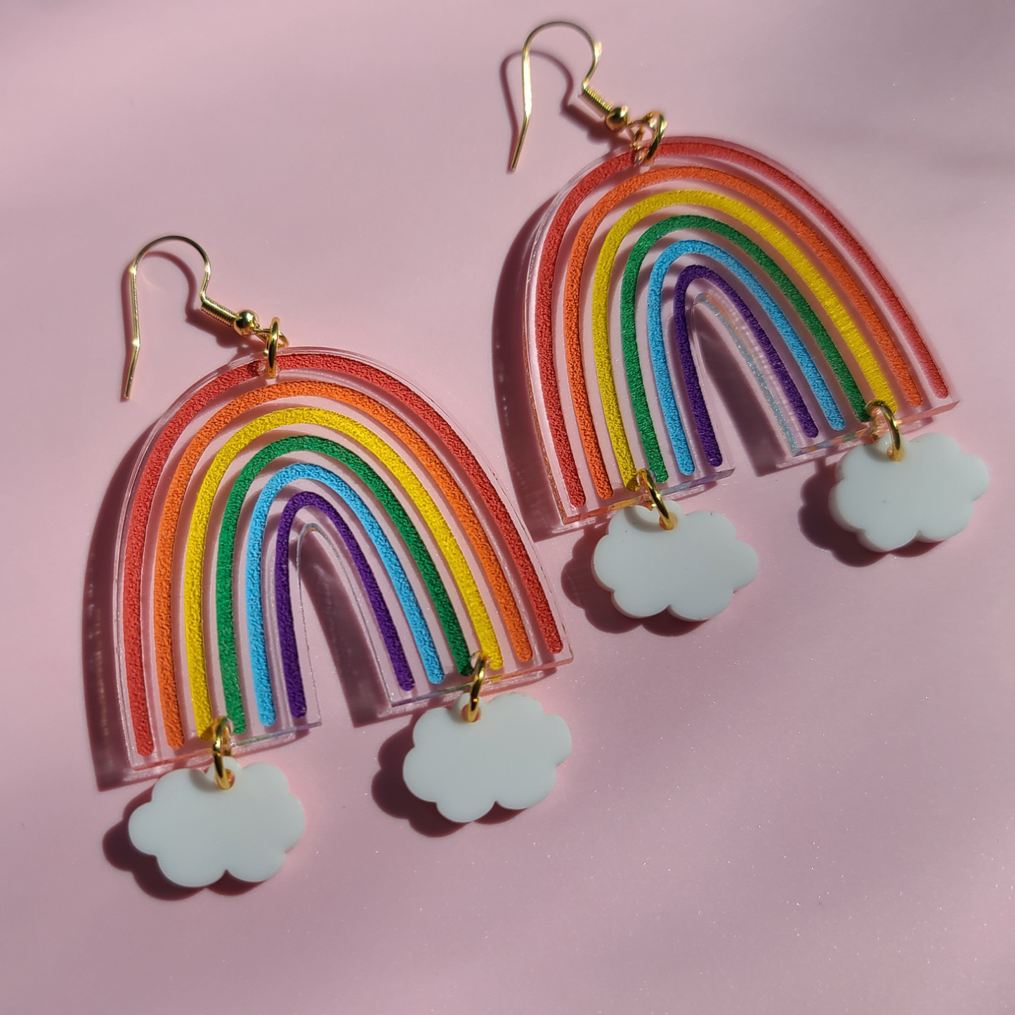 Statement Rainbows with Hanging Clouds - Earrings - Laser Cut