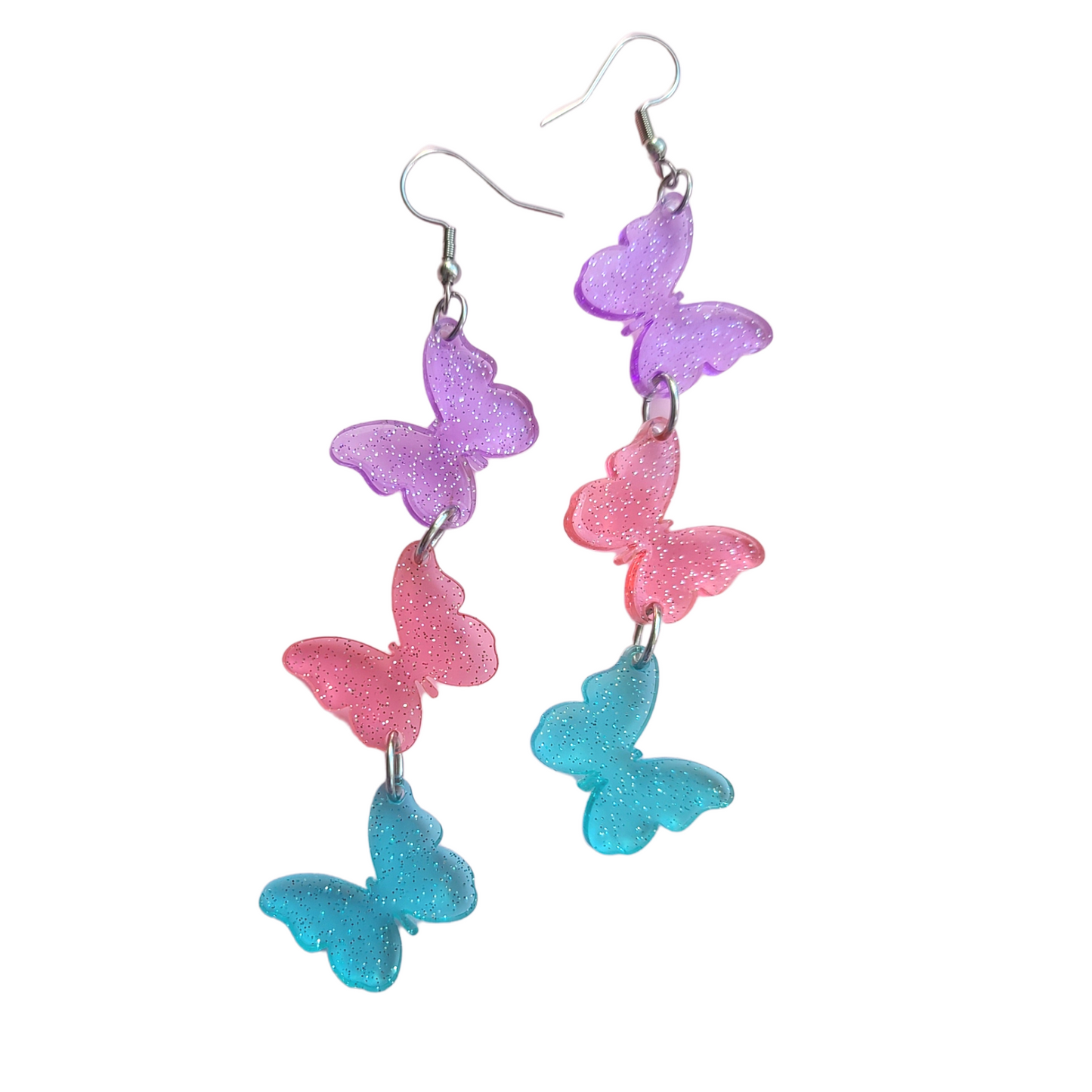 Triple Jelly Butterflies on Glitter Acrylic - Earrings - Laser Cut