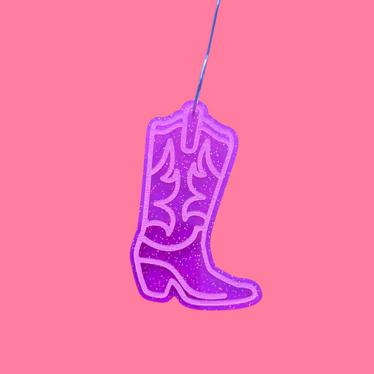 Cowboy Boot on Pink Jelly Glitter Ornament