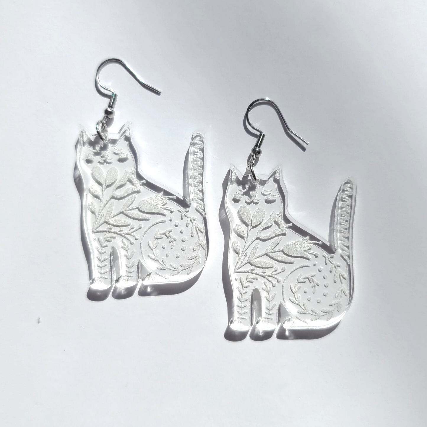 Folk Clear Cats - Earrings - Laser Cut