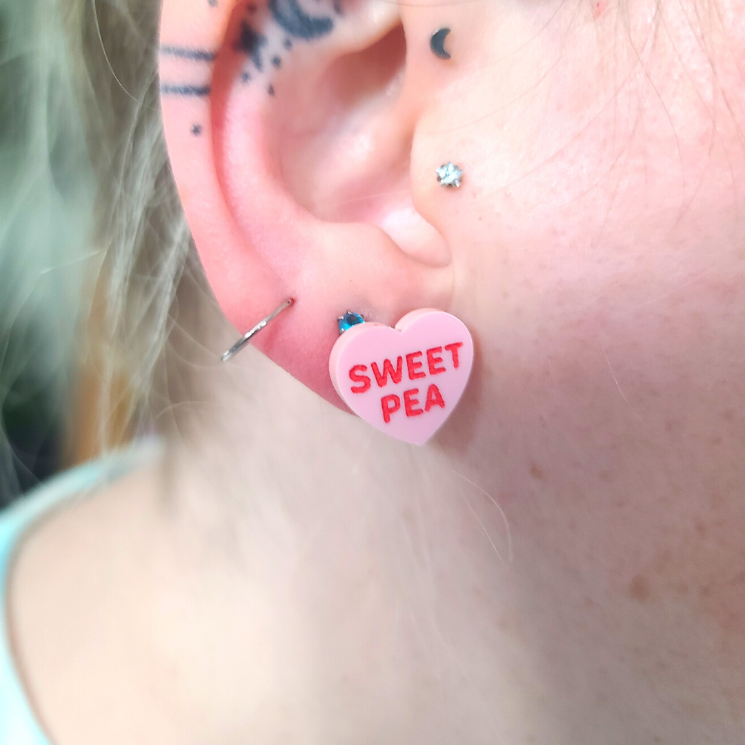 Conversation Heart Stud Set Sweet - Valentine's Day Earrings