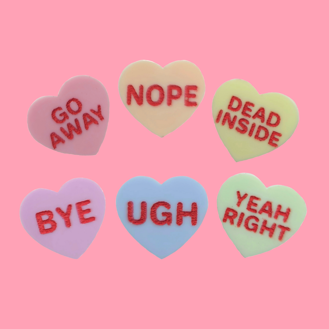 Conversation Heart Stud Set Salty - Valentine's Day Earrings