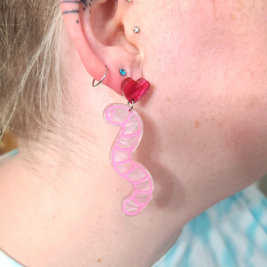 Worms in Love - Valentine's Day Earrings