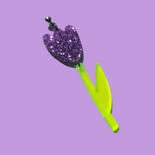 Glitter Purple Tulips - Laser Cut Earrings