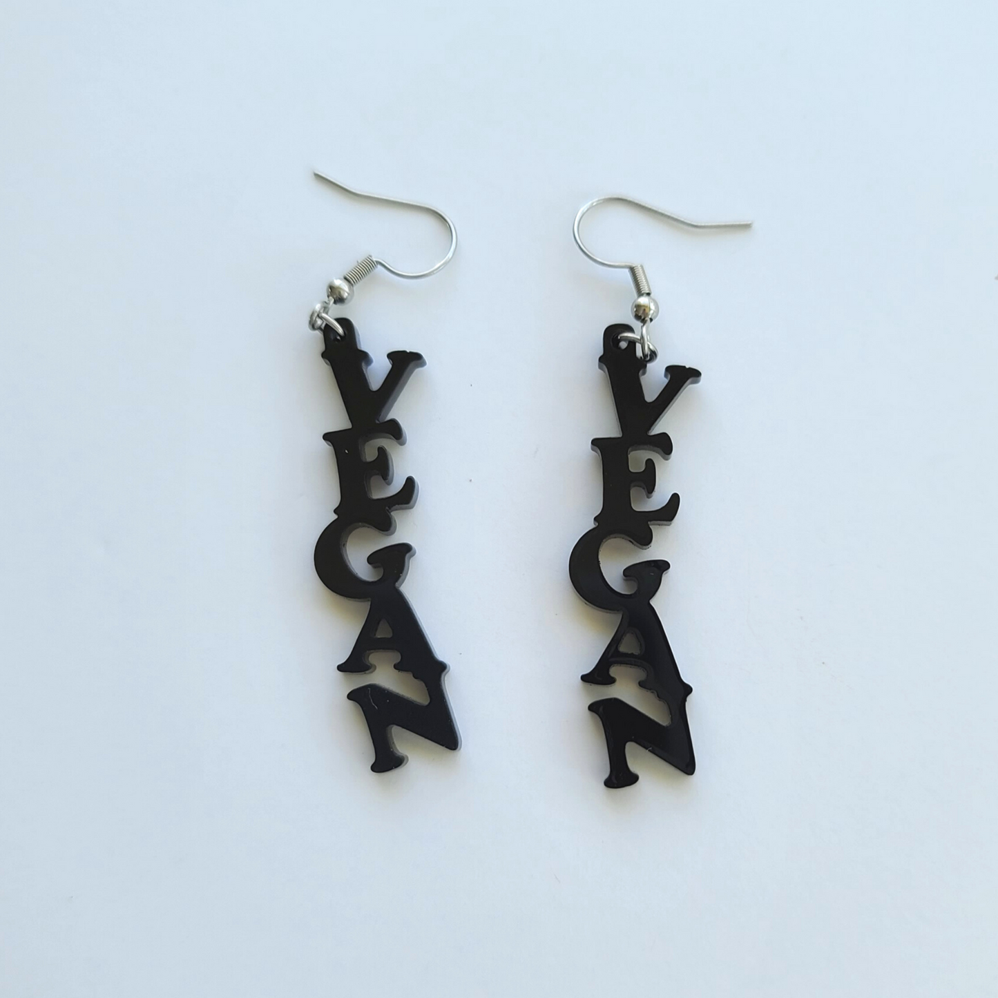 Vegan Text Black Acrylic - Earrings - Laser Cut