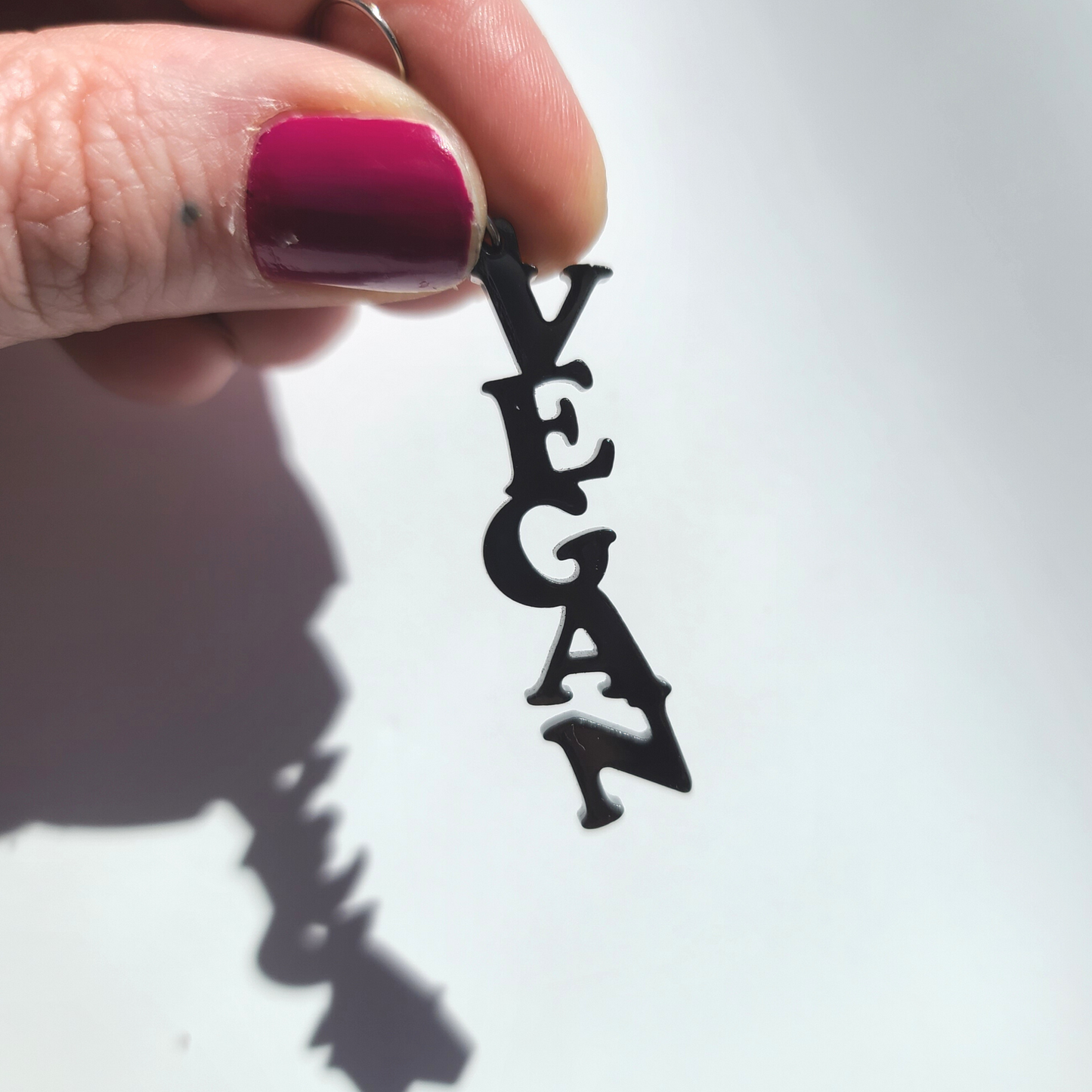 Vegan Text Black Acrylic - Earrings - Laser Cut