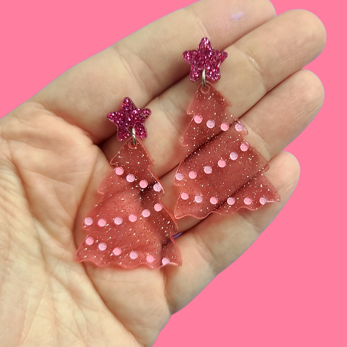 Pink Jelly Trees with Glitter Studs - Christmas
