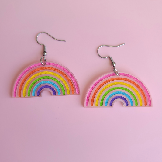 Simple Bright Rainbow - Earrings - Laser Cut