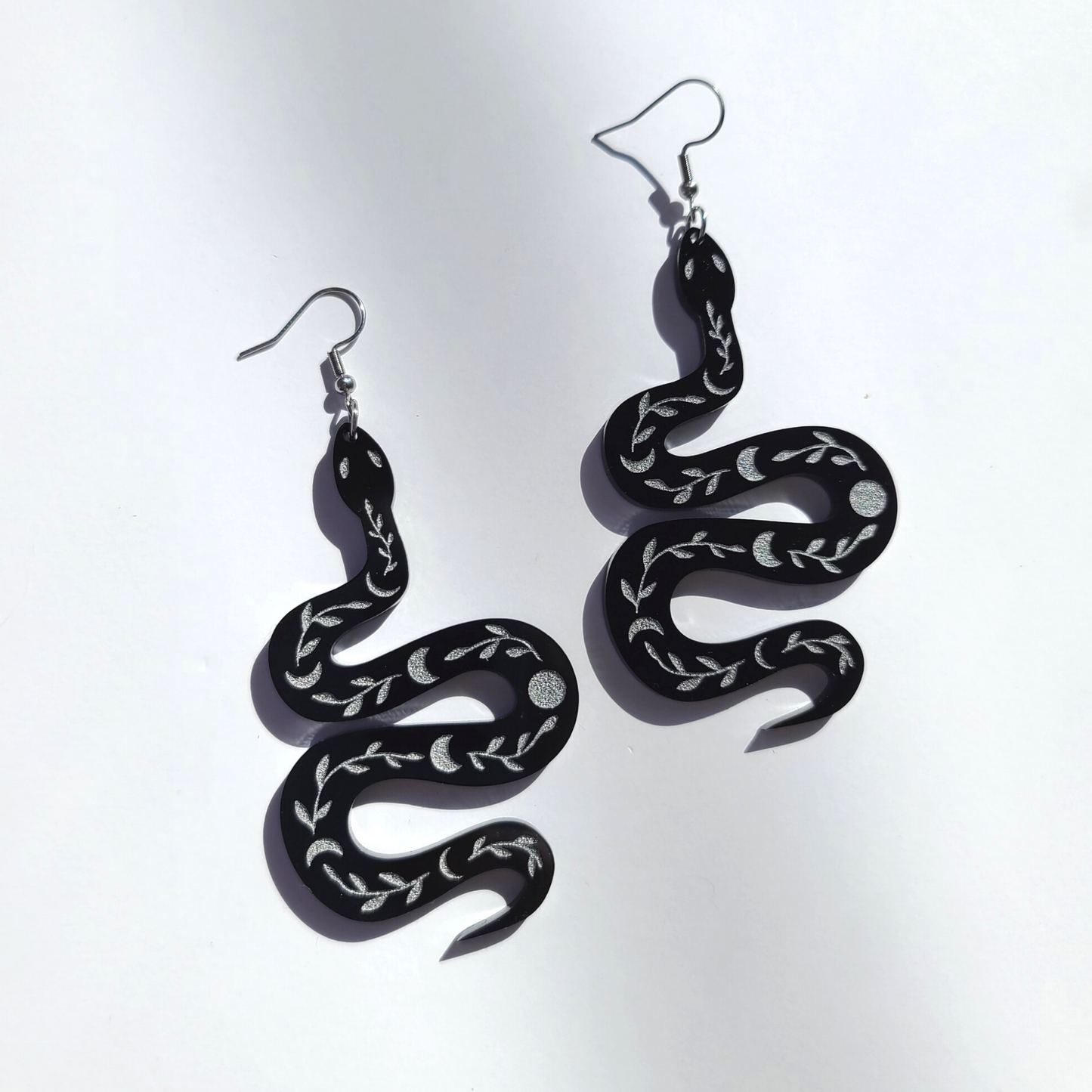 Celestial Snakes with Silver Details - Earrings - Laser Cut