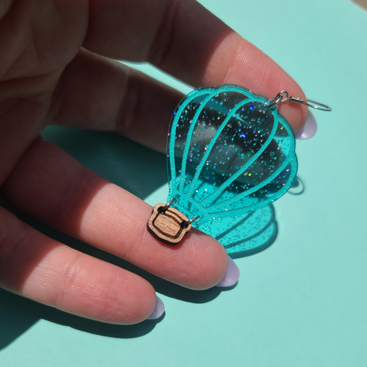 Hot Air Balloons on Glitter Jelly - Laser Cut Earrings