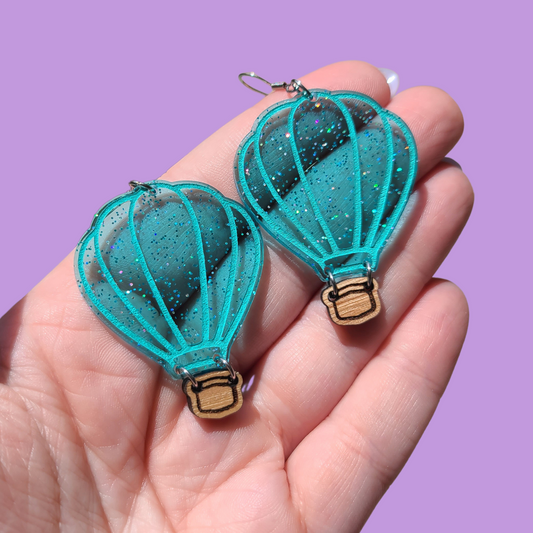 Hot Air Balloons on Glitter Jelly - Laser Cut Earrings